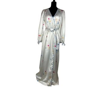 Givenchy Intimates Paris two-piece nightgown/robe silk-like floral bows SZ small
